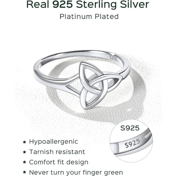 925 Sterling Silver  Claddagh Knot Promise Ring - Picture 3 of 7